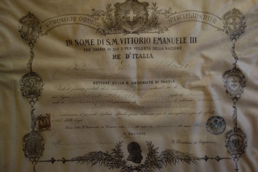 Laurea di Carlo Franceschinis, Padova 1909