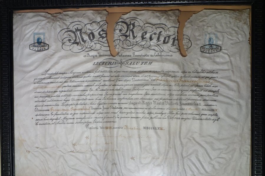 Diploma di laurea di Francesco Franceschinis, Padova 1869